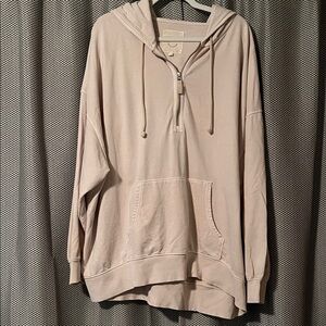 Aerie Light Tan Half-Zip Hoodie